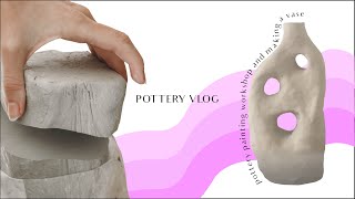 how to make a vase at home no wheel needed ❀ pottery vlog amp beginner tutorial [upl. by Trilbie]