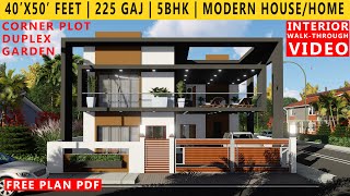 40 x 50 FEET MODERN HOUSE PLAN  5BHK BUNGALOW  225 GAJ  2000 SQFT  HOME DESIGN  DUPLEX PLAN [upl. by Yacov215]