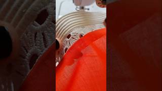 Sewing Tips And Tricks Making Sleeves Design Using White Thick Thread Lace And Orange Fabric Shorts [upl. by Aenal]