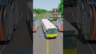 Mix Color City Buses amp Log Trailer Truck amp Cement Truck vs Giant Bollards Double Crash shorts [upl. by Arlo]