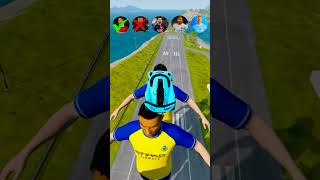 🚘CR7 vs Messi vs Mbappe vs Neymar vs Ronaldo Characters ⚽️beamngdrive simulator shorts football [upl. by Aerona]