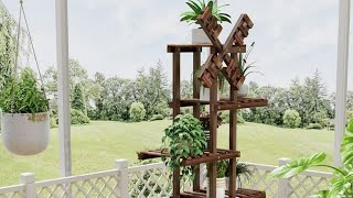 Plant Stand Indoor Outdoor Large Wooden Display Shelf for Multi Potted Plants Sturdy [upl. by Zeeba]