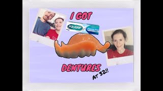 DENTURES AT 32 TRYING POLIGRIP DENTURE GLUE FOR THE FIRST TIME WITH MY NHS IMMEDIATE DENTURES [upl. by Karissa]