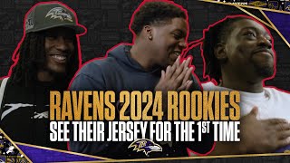 Ravens Rookies See Their Jerseys for the First Time  Baltimore Ravens [upl. by Worlock]