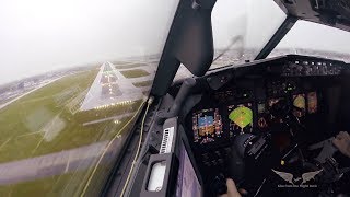 Stormy crosswind landing in LGW  Boeing 737 Captains view [upl. by Aihcela711]