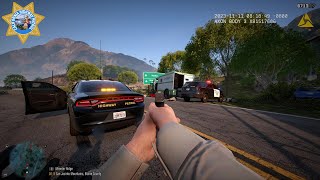 NO COMMENTARY GTA V LSPDFR  STOLEN MONEY TRUCK FATALLY SHOOTOUT MULTIPLE OFFICERS DOWN  CHP [upl. by Quartis]