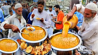 RS50 CHEPEST BREAKFAST AT ROADSIDE  PAKISTANI CUISINE  EXPLORING CHEAPEST BREAKFAST [upl. by Ahsilrac]