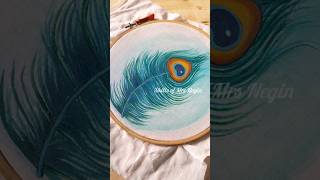 Peacock feather fabric painting 🎨peacockpainting acrylicpainting trendingshorts fabricart art [upl. by Rosetta]