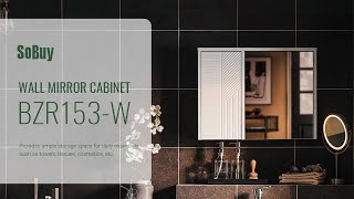 SoBuy Bathroom wall mirror cabinet丨Wall mounted cabinet丨Mirrored storage cabinet丨BZR153W [upl. by Hal]