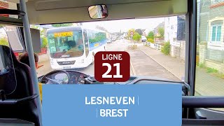 Réseau BreizhGo en Finistère Trajet Ligne 21 Lesneven – Brest [upl. by Hairabez]