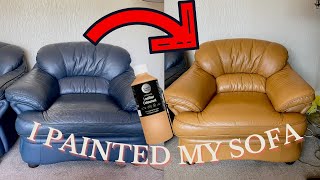 PAINTING MY LEATHER SOFA  DIY LEATHER SOFA MAKEOVER  SCRATCH DOCTOR LEATHER PAINT [upl. by Converse941]