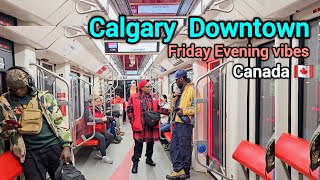 Calgary Downtown on Friday Evening Walking Tour Canada Alberta Calgary [upl. by Ijnek]