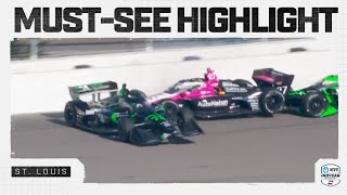 Conor Daly spins multiple cars stack up at St Louis  INDYCAR [upl. by Sicular]