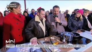 RECETTE  Poêlée de SaintJacques sur fondue de poireaux par Jacques Miocque [upl. by Dranal512]