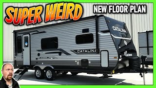 WEIRD New Toy Hauler Layout thats just… Twisted… 2025 Catalina 18TH Travel Trailer [upl. by Arahsat]