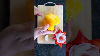 Bell Pepper GarnishBell Pepper Flower CarvingVegetable Carving foodife66 [upl. by Allegra775]