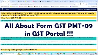 All About Form GST PMT09 in GST Portal [upl. by Osnofedli]