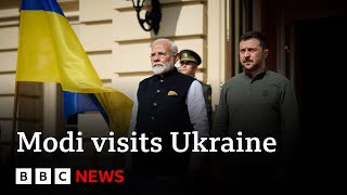 Indian PM Narendra Modi visits Ukraines President Volodymyr Zelensky  BBC News [upl. by Haida992]