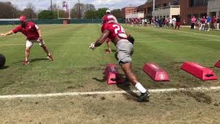 Alabama outside linebacker drills  Spring 2018 [upl. by Tadeas]