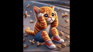 छोटू के पीछे पड़ी मधुमक्खी। Little cat aicat story cute cat aiart [upl. by Assylla]