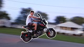 Learning how to wheelie a Benelli tnt 135 [upl. by Veats248]