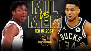 Milwaukee Bucks vs Memphis Grizzlies Full Game Highlights  February 15 2024  FreeDawkins [upl. by Milissa]