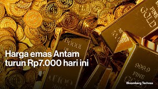 Harga emas Antam turun Rp7000 hari ini [upl. by Dahlstrom]