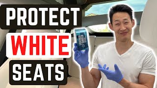 Putting my WHITE Tesla Seats to the stain test with gyeon leathershield 6 different stains [upl. by Nailij]