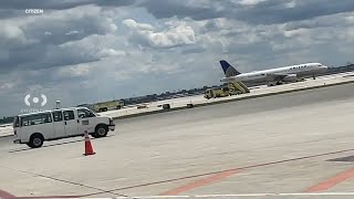 Plane engine catches fire at OHare FAA says [upl. by Asylem]