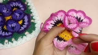 RAMILLETE DE PENSAMIENTO  FLOR TEJIDA A CROCHET [upl. by Eire]