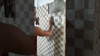 kitchen wall tiles fitting process 🔥🔥🔥 kitchenwalltiles construction [upl. by Alston236]