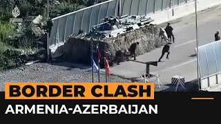 Moment Armenians shoot at Azerbaijani guards over flag  Al Jazeera Newsfeed [upl. by Asaert298]