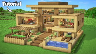 Minecraft How to Build a Survival Wooden House Tutorial Easy 3  Interior in Description [upl. by Aeslek674]