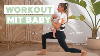 10 MIN WORKOUT mit Baby in Trage  Babywearing Postpartum Workout  Rückbildung [upl. by Cappella758]