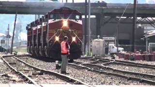 Building an intermodal train on the BNSF Seattle 8102010 part 1 [upl. by Pinkham499]