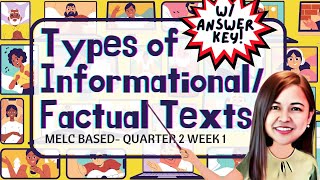 TYPES OF INFORMATIONAL TEXTS  FACTUAL TEXTS  ENGLISH 6 MODULE Q2 W1 typesofinformationaltext [upl. by Knowles]