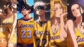 Anime Characters in Lakers Jersey [upl. by Llenehc]