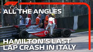 Lewis Hamiltons Last Lap Crash  All The Angles  2009 Italian Grand Prix [upl. by Bekha]