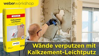 Wand verputzen mit KalkzementLeichtputz  WeberWorkshop [upl. by Calica129]