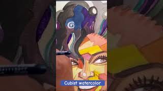 Cubist watercolor of a Woman [upl. by Peder]