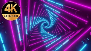 10 Hour 4k TV screensaver triangle Blue Pink Color Neon tunnel Abstract background video loop [upl. by Enitram]