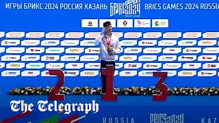 Russian swimmer wins gold  but he is the only contestant [upl. by Schonfield159]