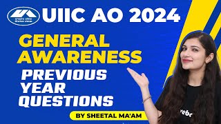 UIIC AO 2024  GA Previous Year Questions For UIIC AO  UIIC AO Previous Year Paper For 2024 [upl. by Franky]