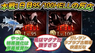 【グラブル反応集】古戦場本戦１日目！95100ヘルに対する騎空士達の反応 [upl. by Qerat]