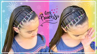 PEINADO PARA NIÑAS PASO A PASO  TRENZA PUENTE LATERAL CON ELASTICOS 🌈  PEINADOS FACILES [upl. by Clementis]