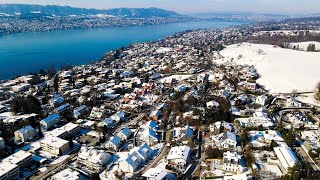 Drone Views of Switzerland in 4k Erlenbach Herrliberg amp Meilen  Winter impressions [upl. by Mechelle638]