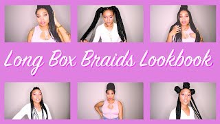 Long Box Braids Lookbook  6 Easy Hairstyles  Shvai Simone [upl. by Aihtela]