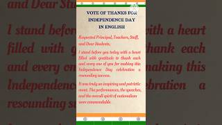 Vote of Thanks for Independence Day by Teachers in EnglishVote of Thanks Anchoring Script 15 August [upl. by Oremo]