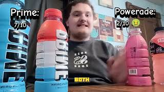 PRIME VS POWERADE BATTLE OF THE DRINKS WHICH IS THE BEST food drink mrbeast vibes [upl. by Eitirahc]