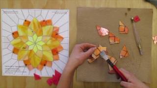 A Time Lapse of the Making of a Stained Glass Mosaic Flower by Kasia Mosaics [upl. by Nala529]